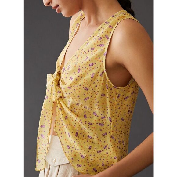 Favorite Daughter Tie-Front Blouse in Yellow Motif NWT Size Medium - Picture 2 of 8